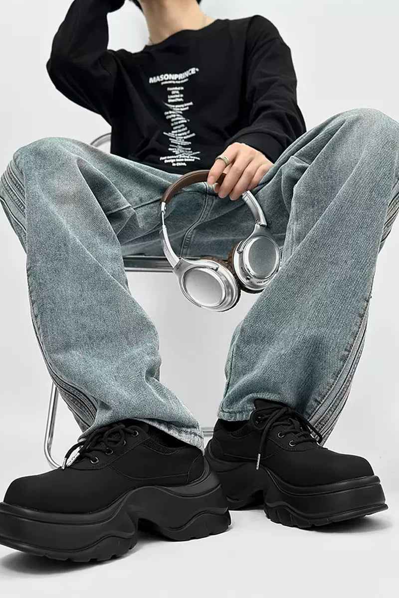 Black Chunky Platform Derby Sneakers