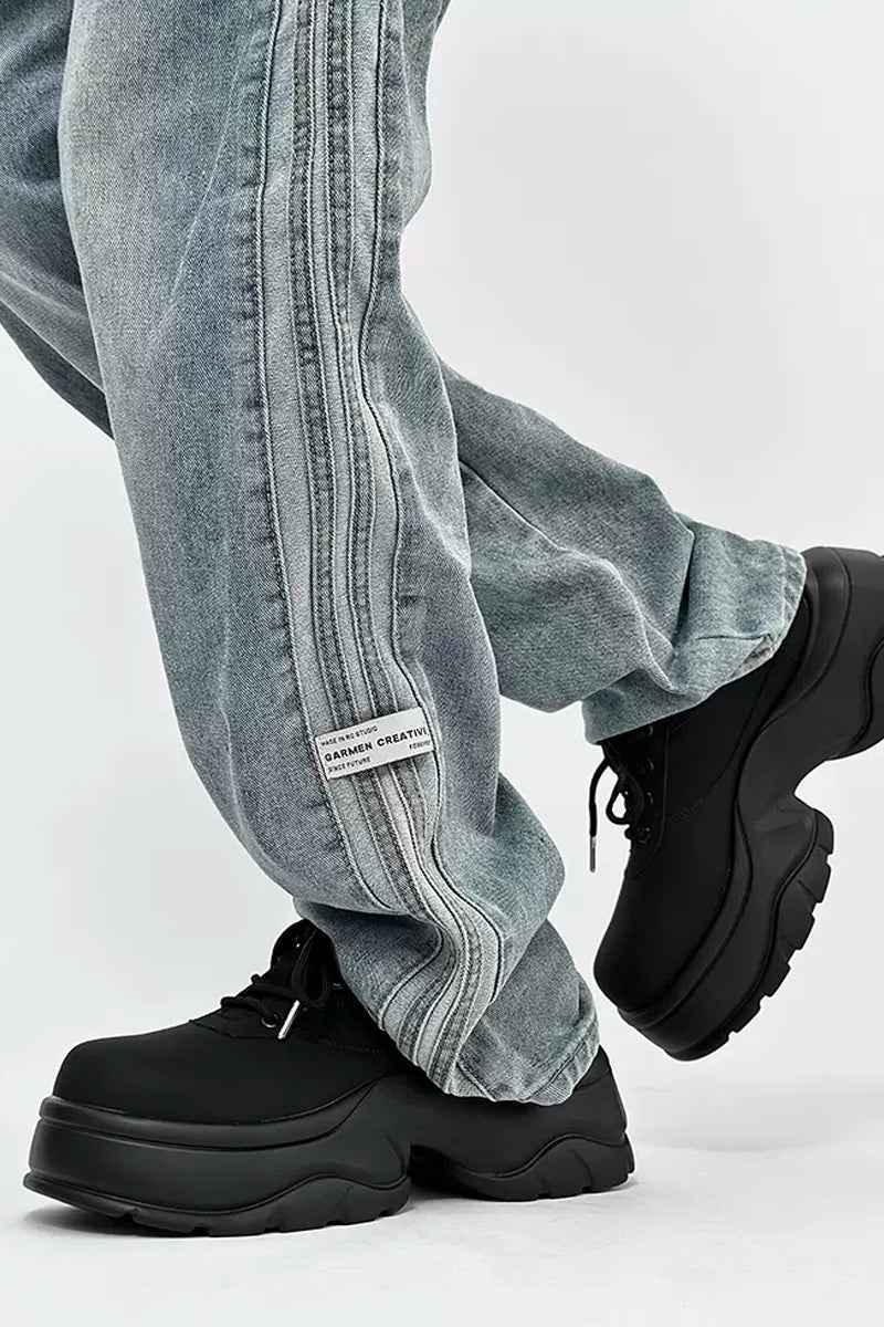 Black Chunky Platform Derby Sneakers