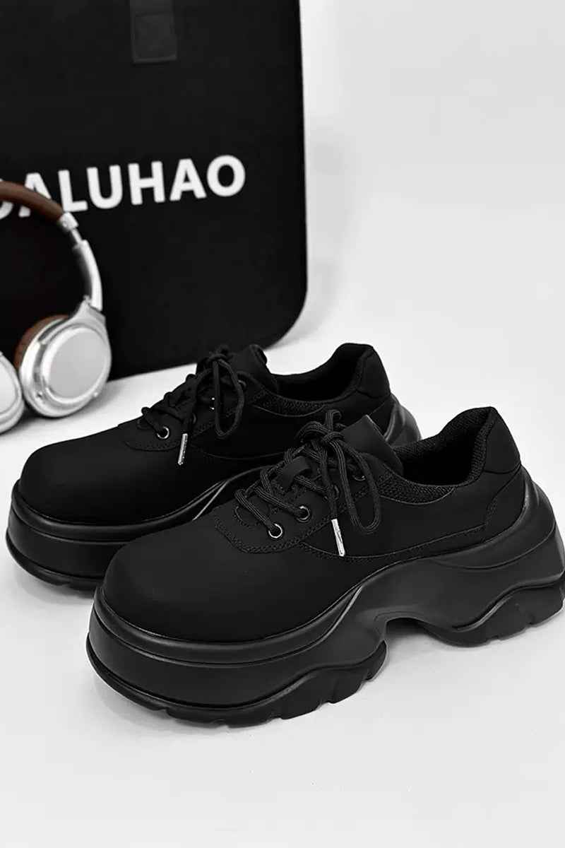 Black Chunky Platform Derby Sneakers