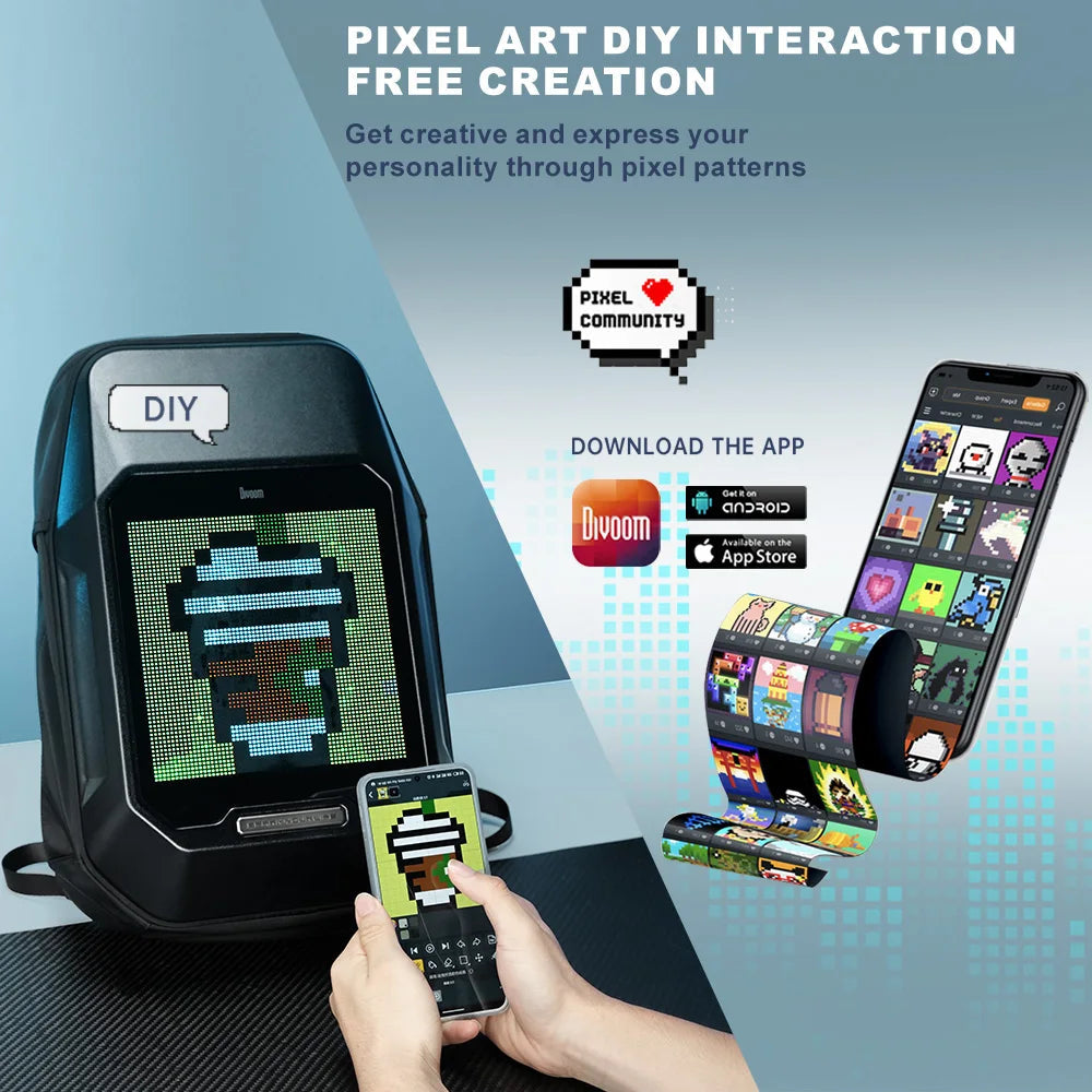Smart LED Backpack with Pixel Art Display for Business and Travel - ShopLuxury