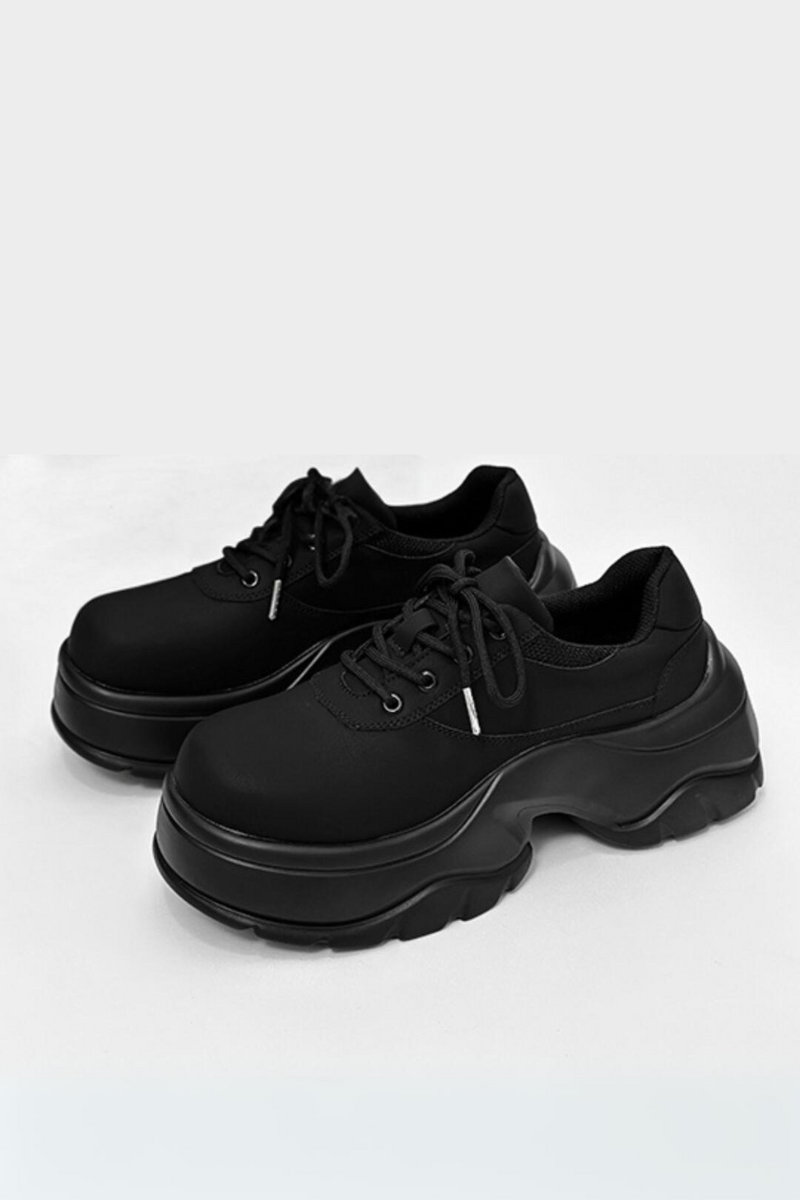 Black Chunky Platform Derby Sneakers