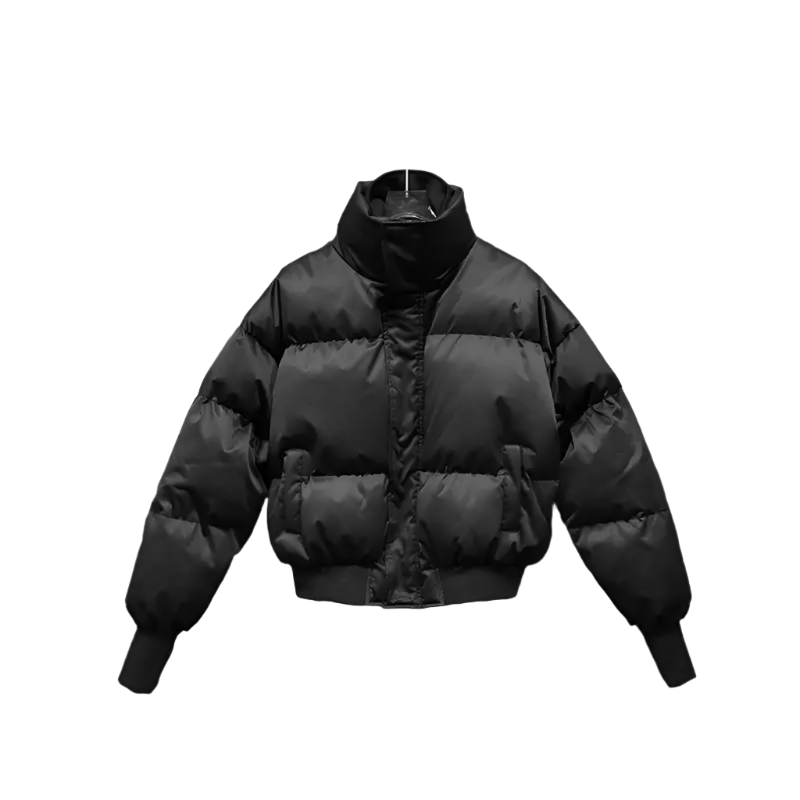 Pitch Black Standing Collar Padded Jacket