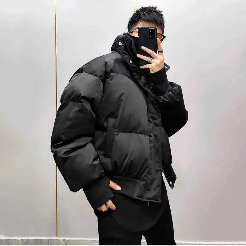 Pitch Black Standing Collar Padded Jacket