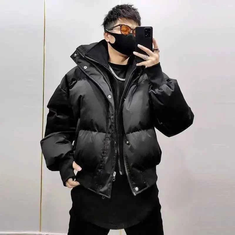 Pitch Black Standing Collar Padded Jacket