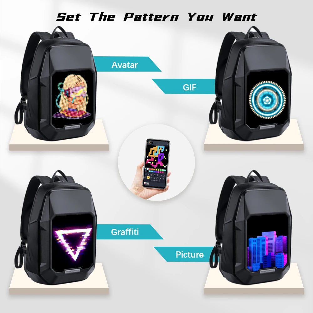 LED Pixel Display Sling Backpack for Motorcycle Riders and Creative Expression - ShopLuxury