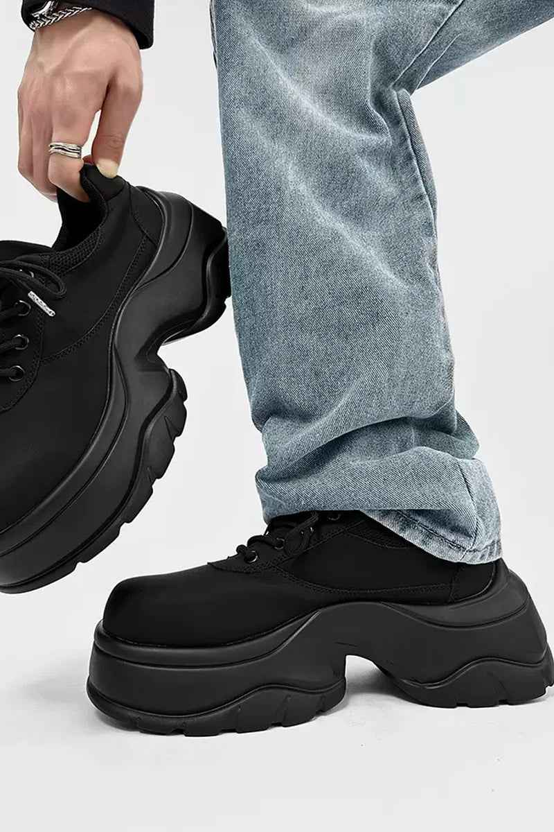 Black Chunky Platform Derby Sneakers