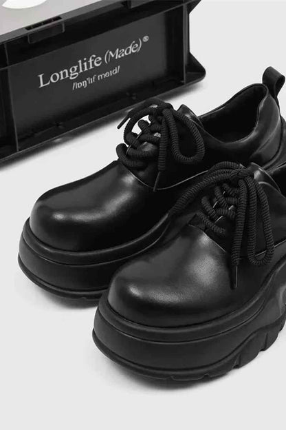 Black Chunky Platform Derby Sneakers