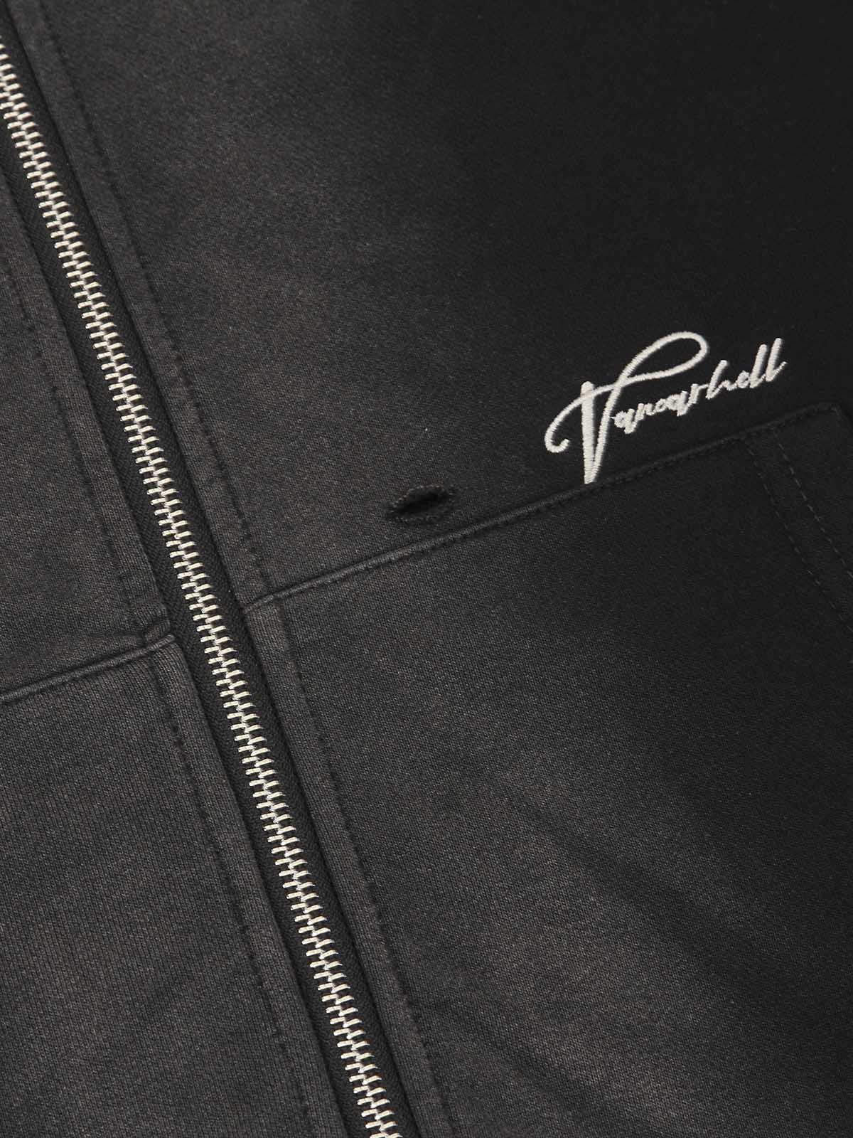 Washed Ripped Zip Up Hoodie - ShopLuxury