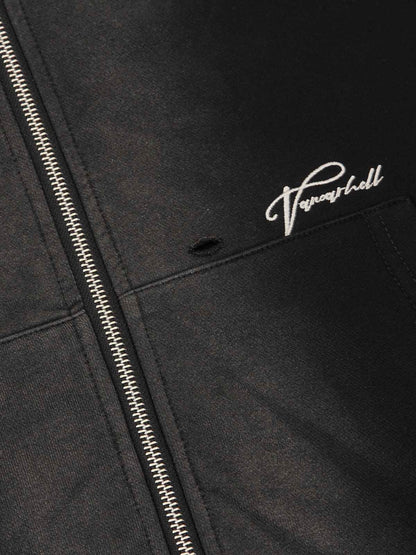 Washed Ripped Zip Up Hoodie - ShopLuxury