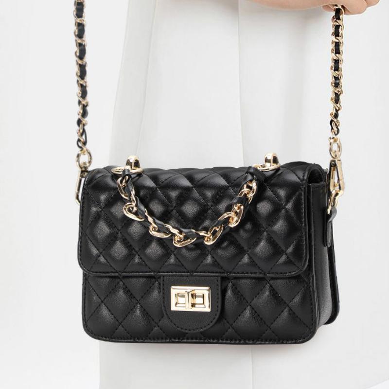Stylish One Shoulder Crossbody Bag with Diamond Grid Design - ShopLuxury