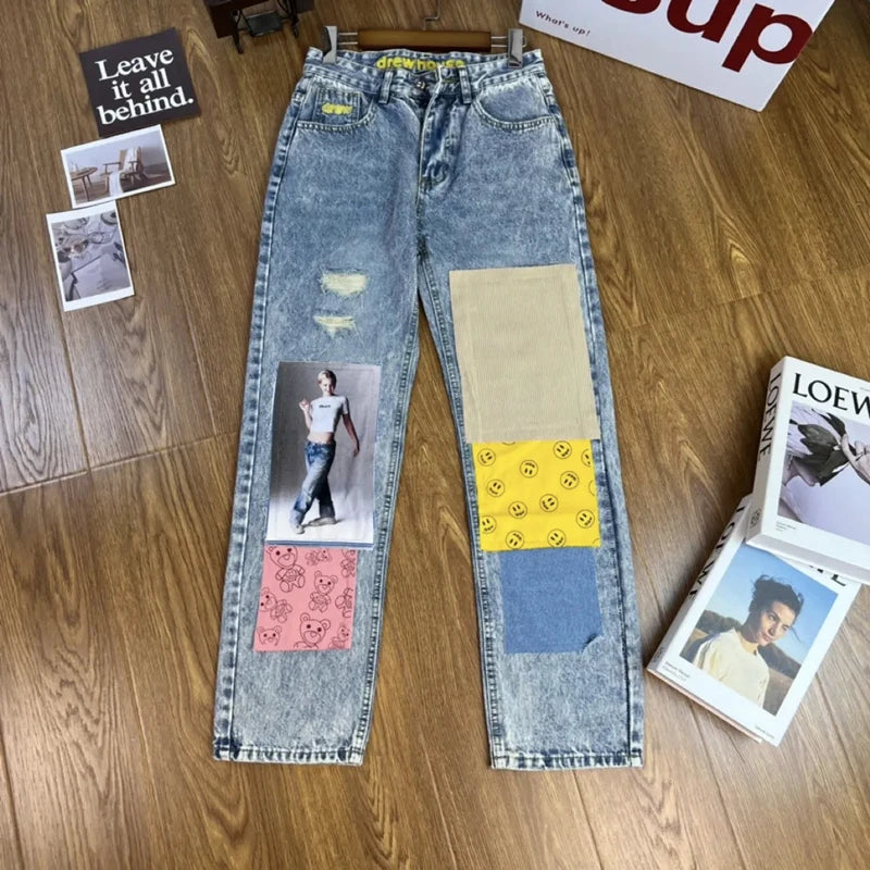 Patch Design Broken Jeans Unisex - shopluxuryorg