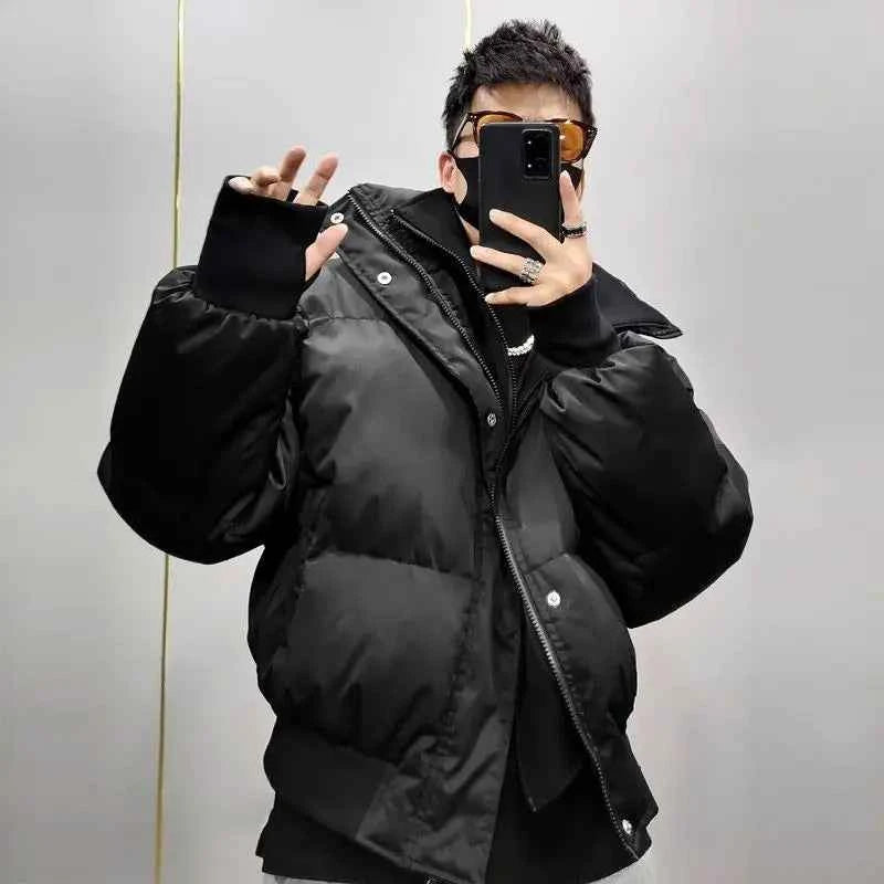 Pitch Black Standing Collar Padded Jacket