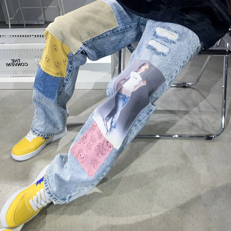 Patch Design Broken Jeans Unisex - shopluxuryorg