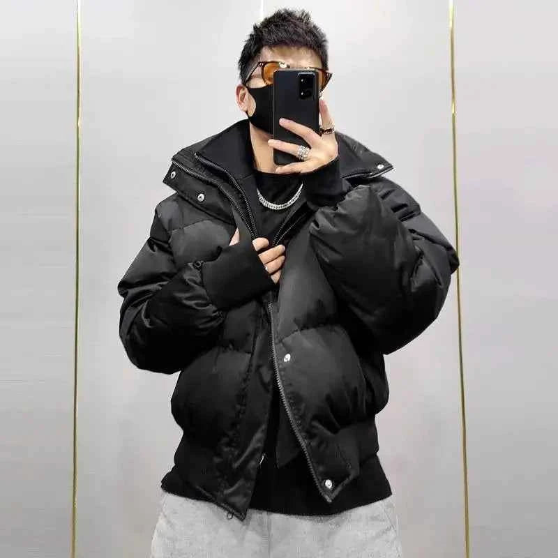 Pitch Black Standing Collar Padded Jacket