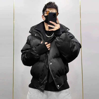 Pitch Black Standing Collar Padded Jacket