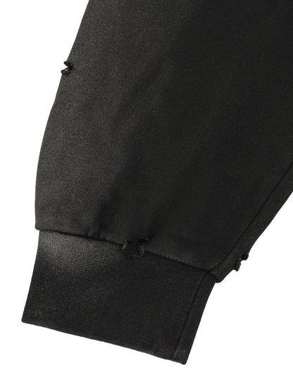 Washed Ripped Zip Up Hoodie - ShopLuxury